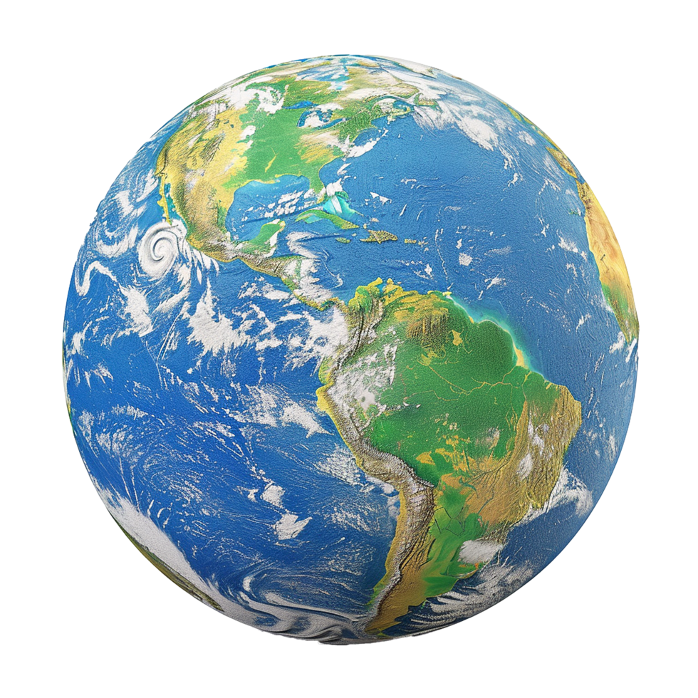 Earth Globe North and South America Hurricane Clouds Ocean png