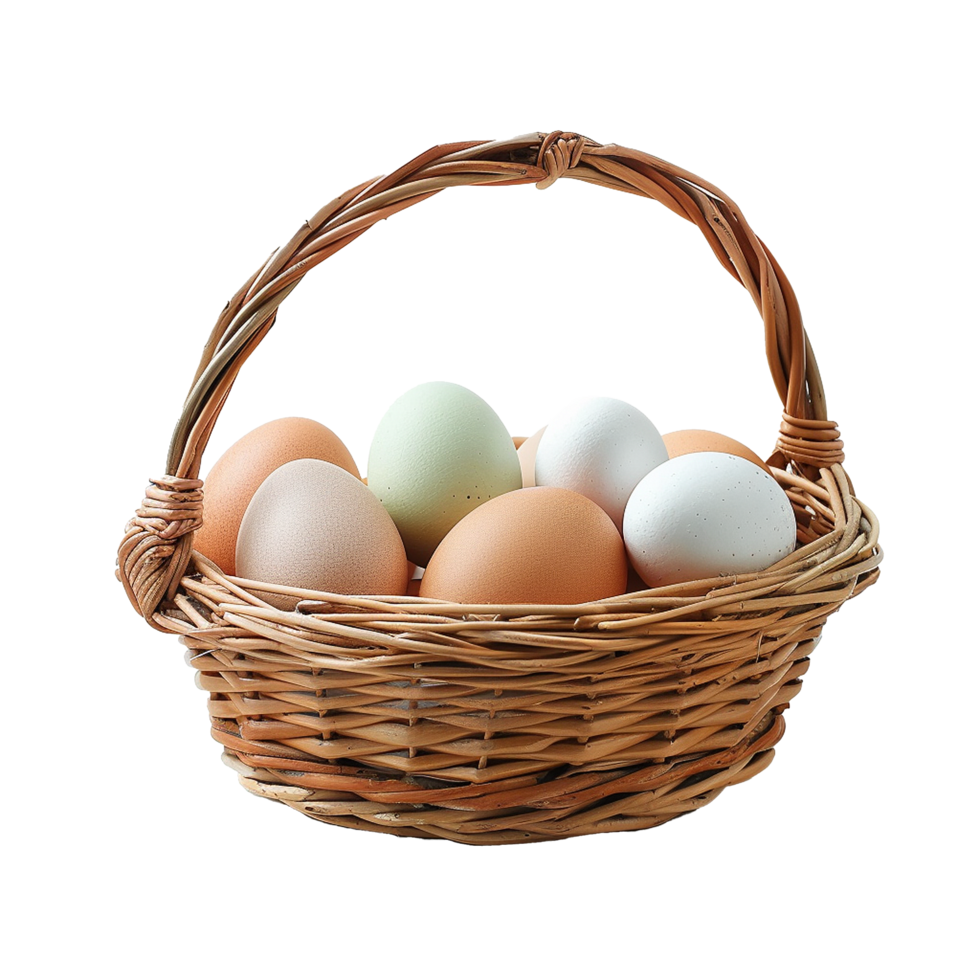 Fresh Eggs in a Wicker Basket Farm Fresh Produce png