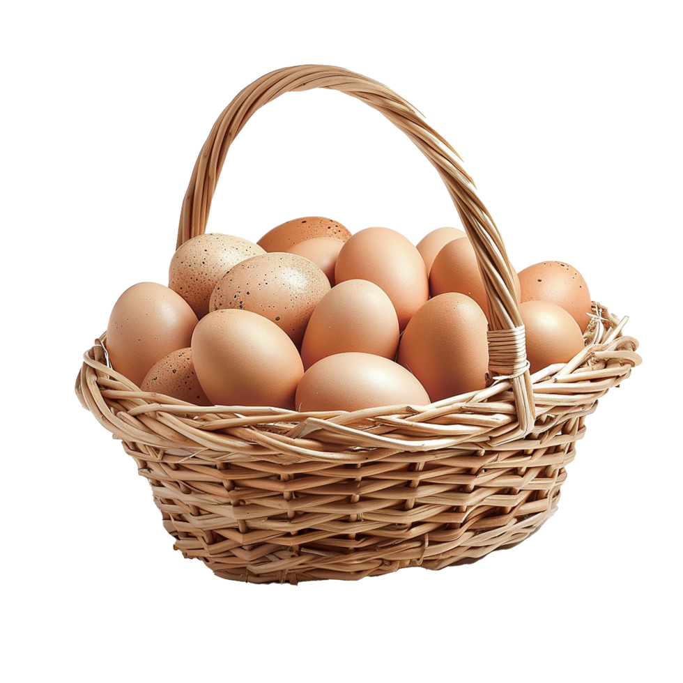 Brown eggs in a wicker basket fresh farm produce healthy food png