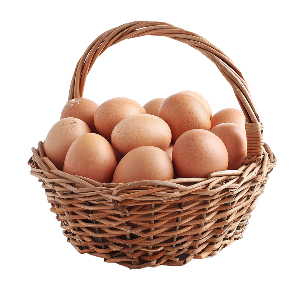 Brown Eggs in Wicker Basket Fresh Farm Produce png