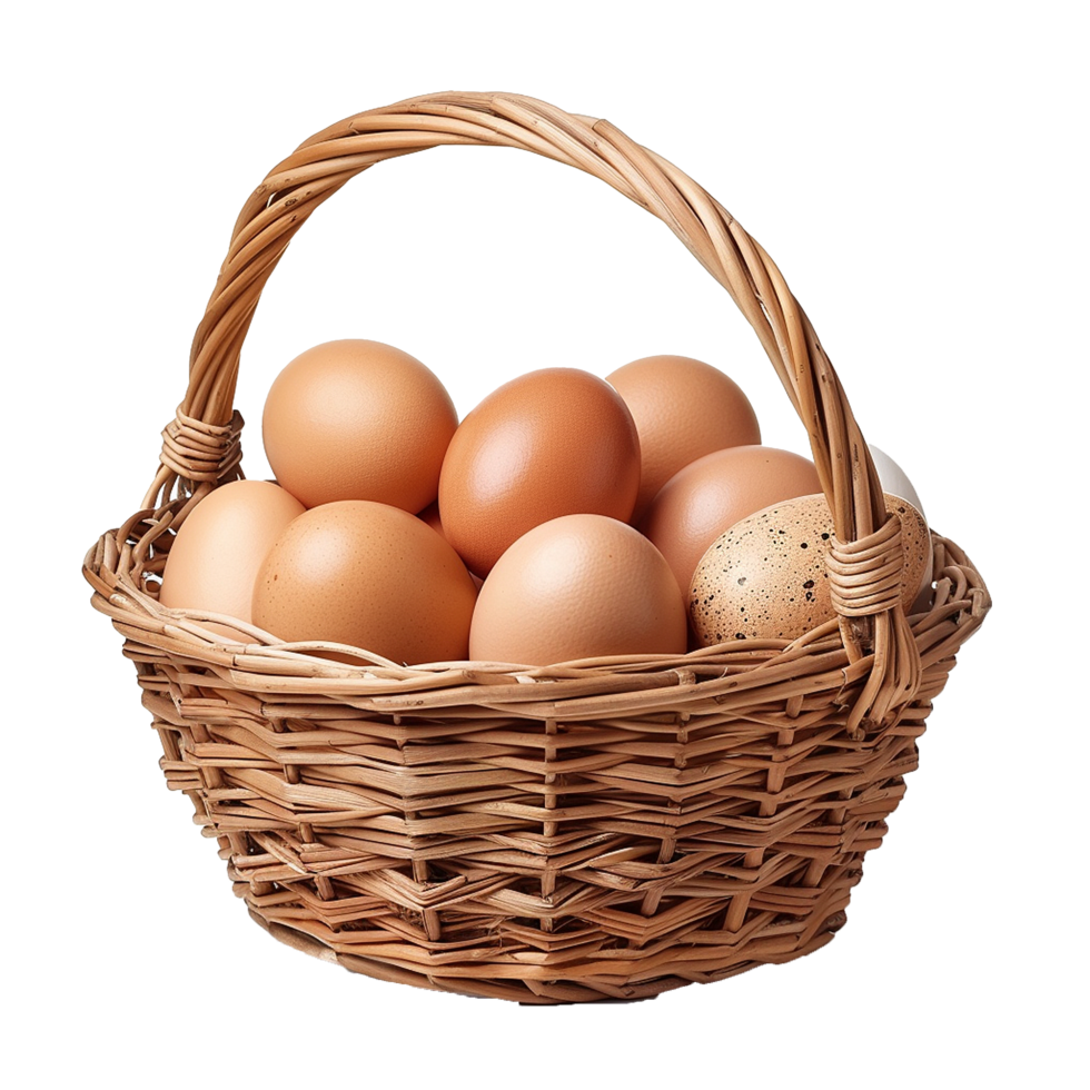 Eggs in a wicker basket fresh farm produce 2 png