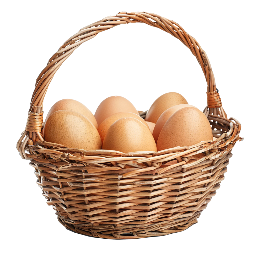 Brown Eggs in Wicker Basket Farm Fresh Produce png
