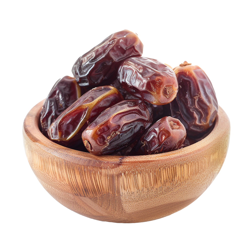 Sweet Dates in Wooden Bowl png