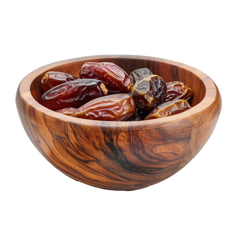Dates in a Wooden Bowl Sweet Treat png