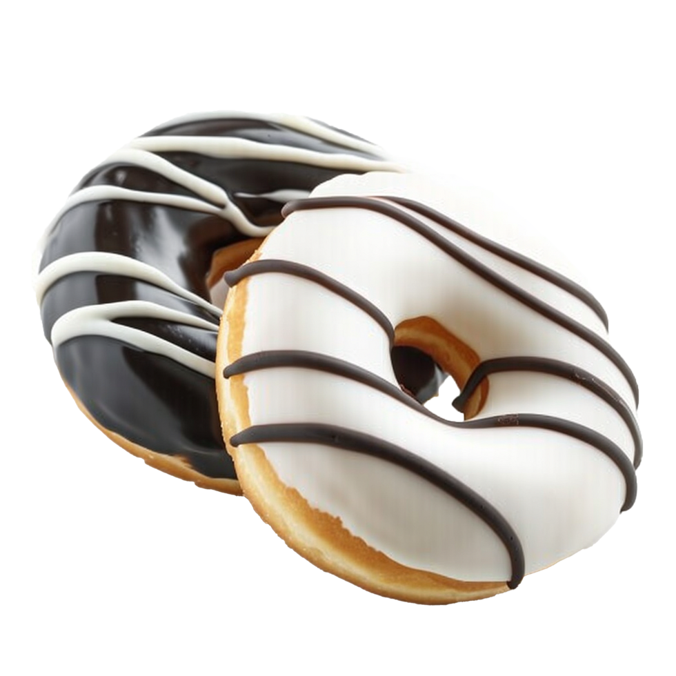 Delicious chocolate and vanilla donuts sweet treat bakery pastry png