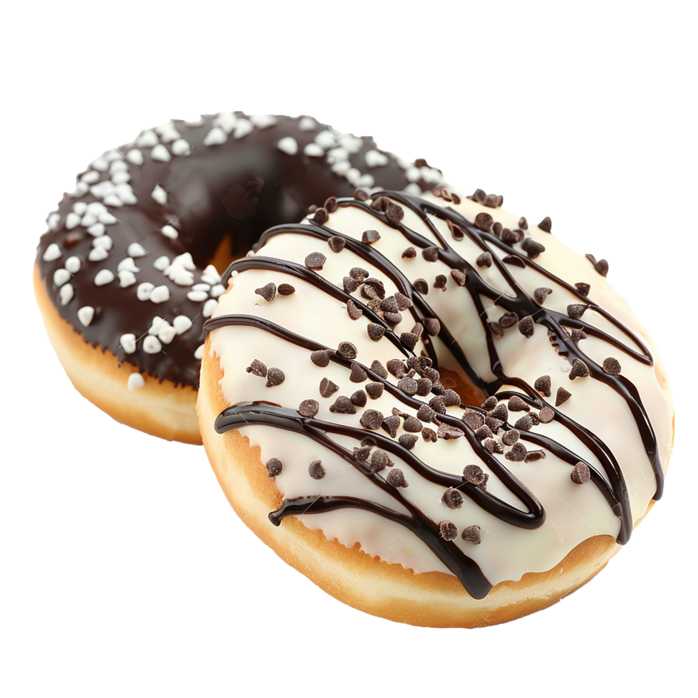 Delicious Chocolate and Vanilla Donuts Sprinkles Drizzle png