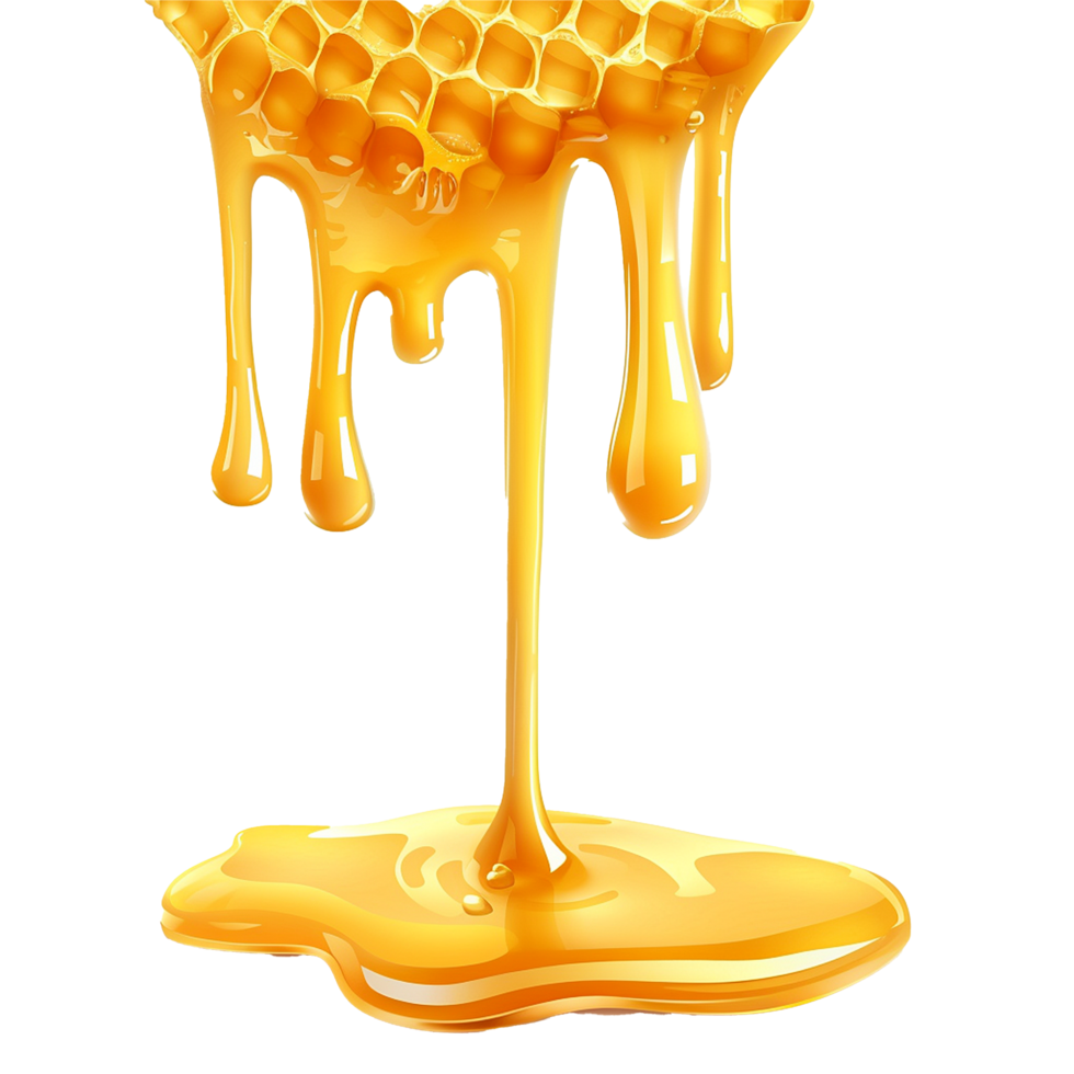 Honey dripping from honeycomb sweet golden treat png