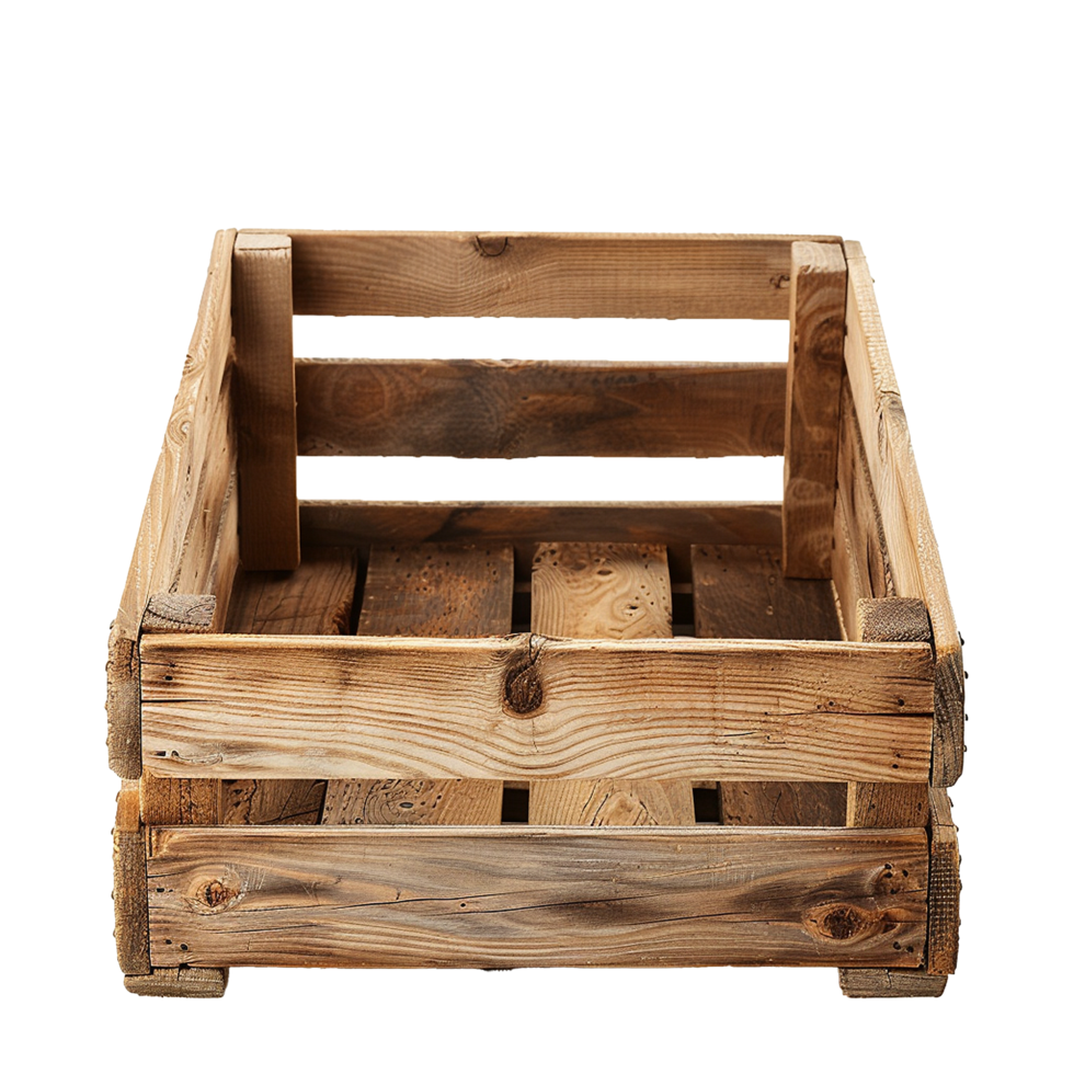 Rustic Wooden Crate Empty Container Wood Texture Brown png