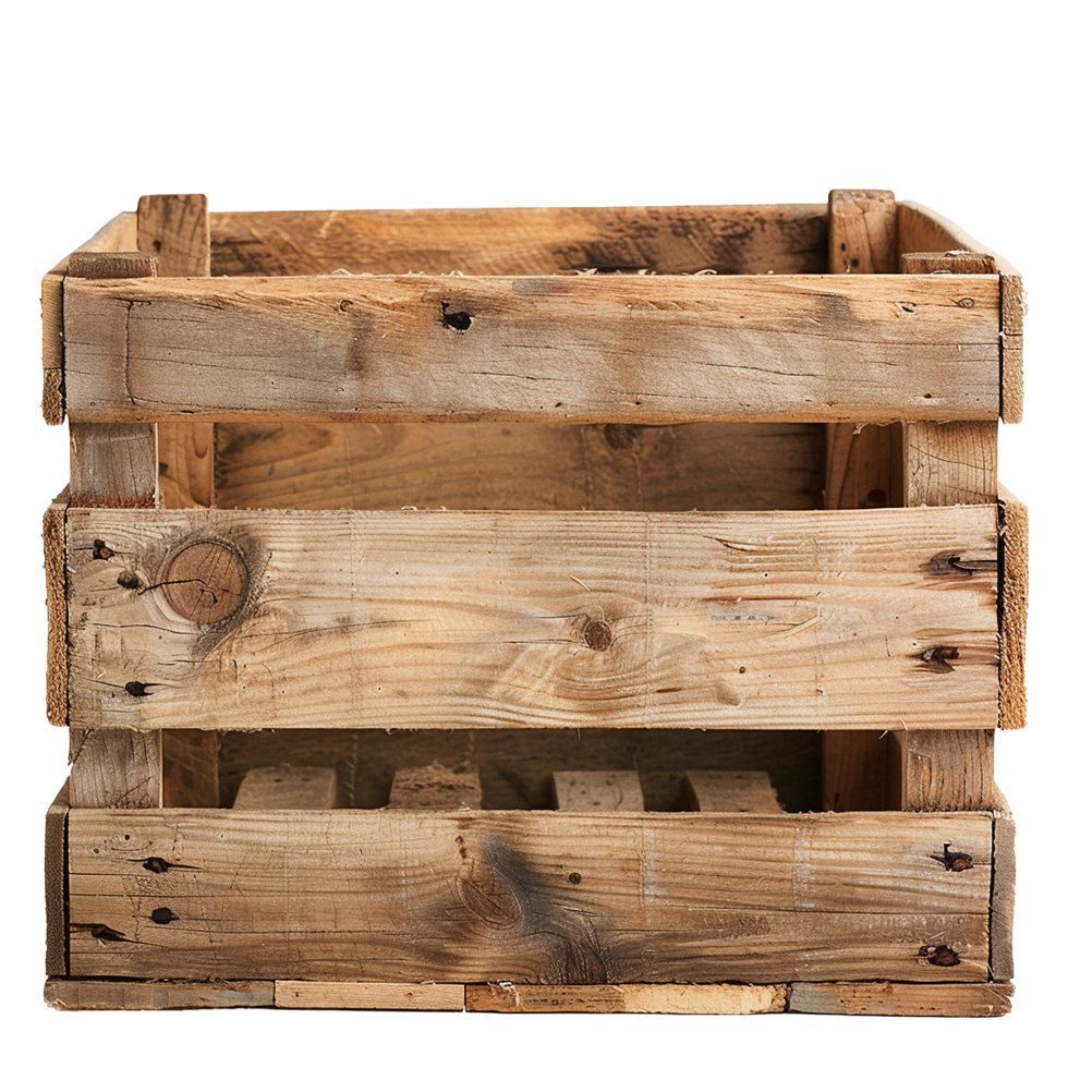 Rustic Wooden Crate Empty Storage Container png