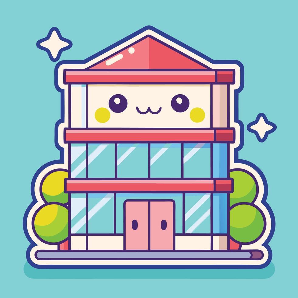 cartoon building with white background vector
