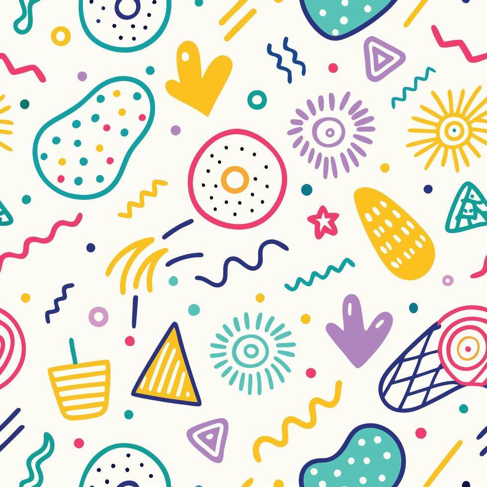 seamless pattern with shapes white background vector