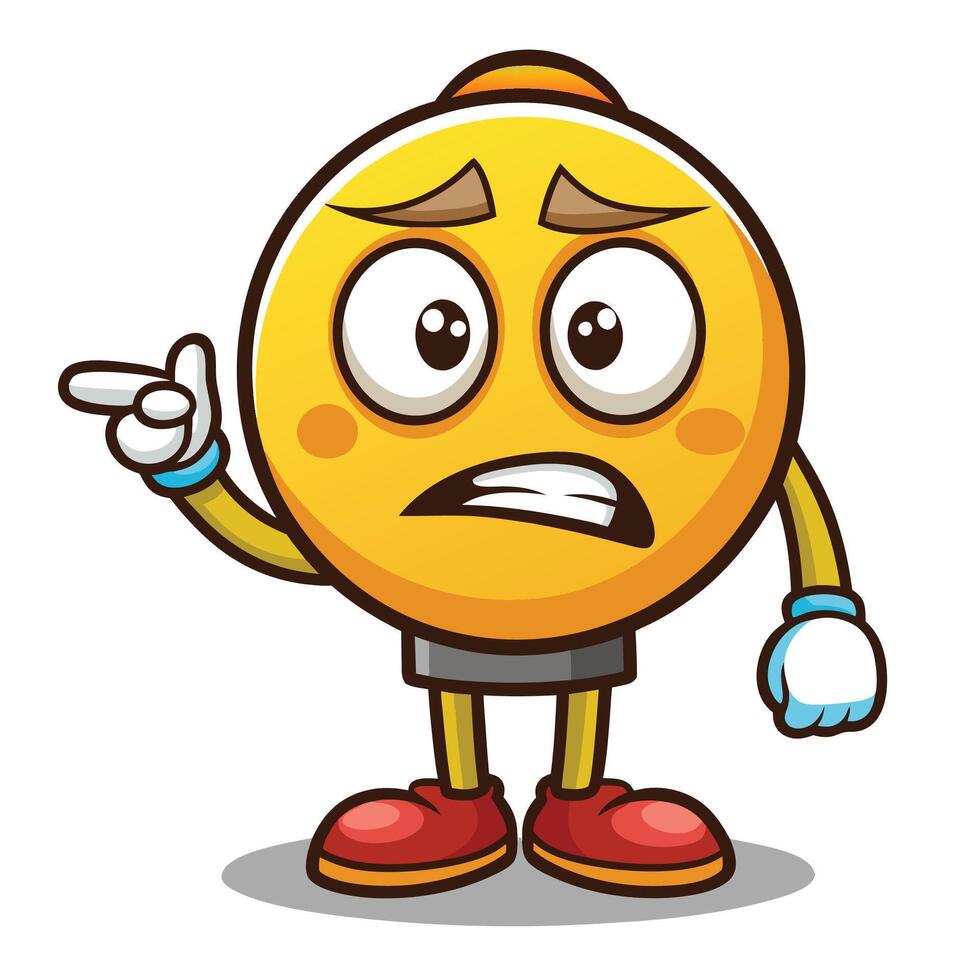 angry emoticon character with a finger up and pointing vector