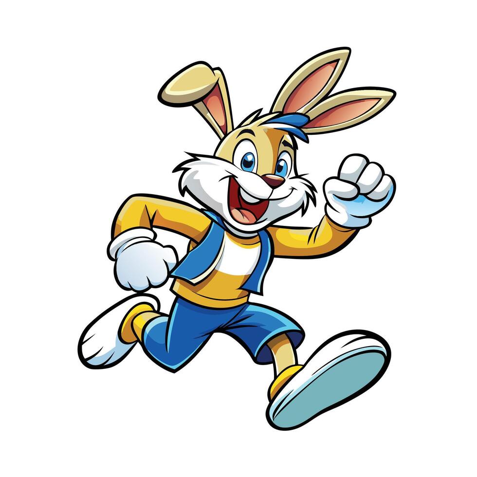 a cartoon rabbit running with his vector