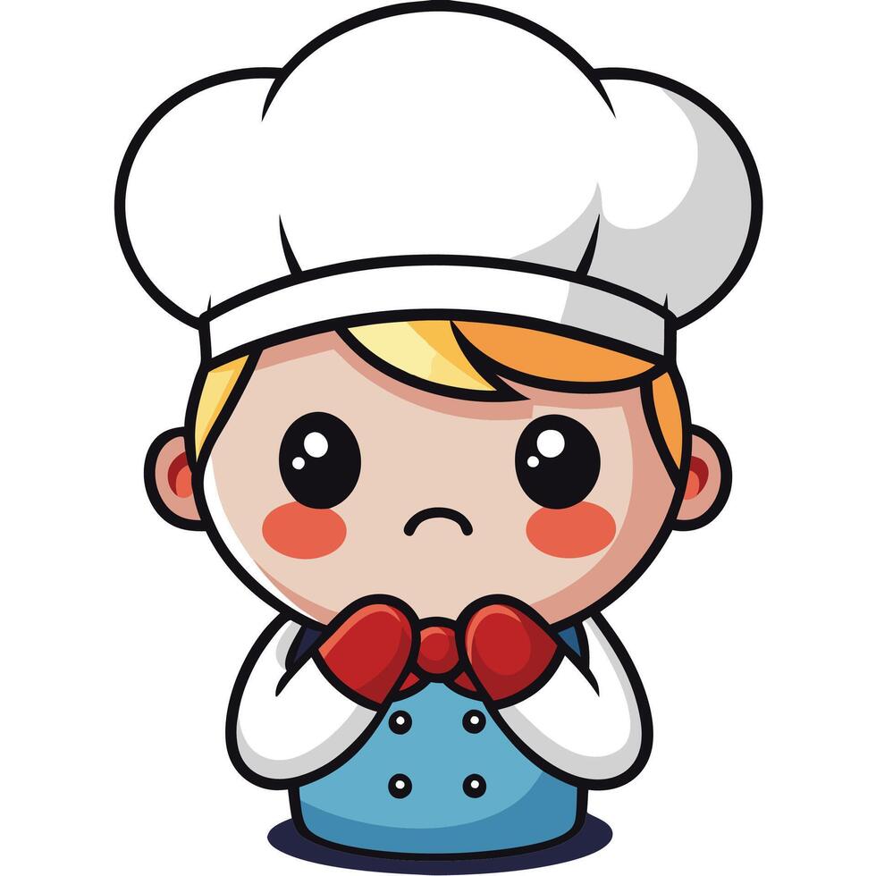 a cartoon chef with a sad face white background vector