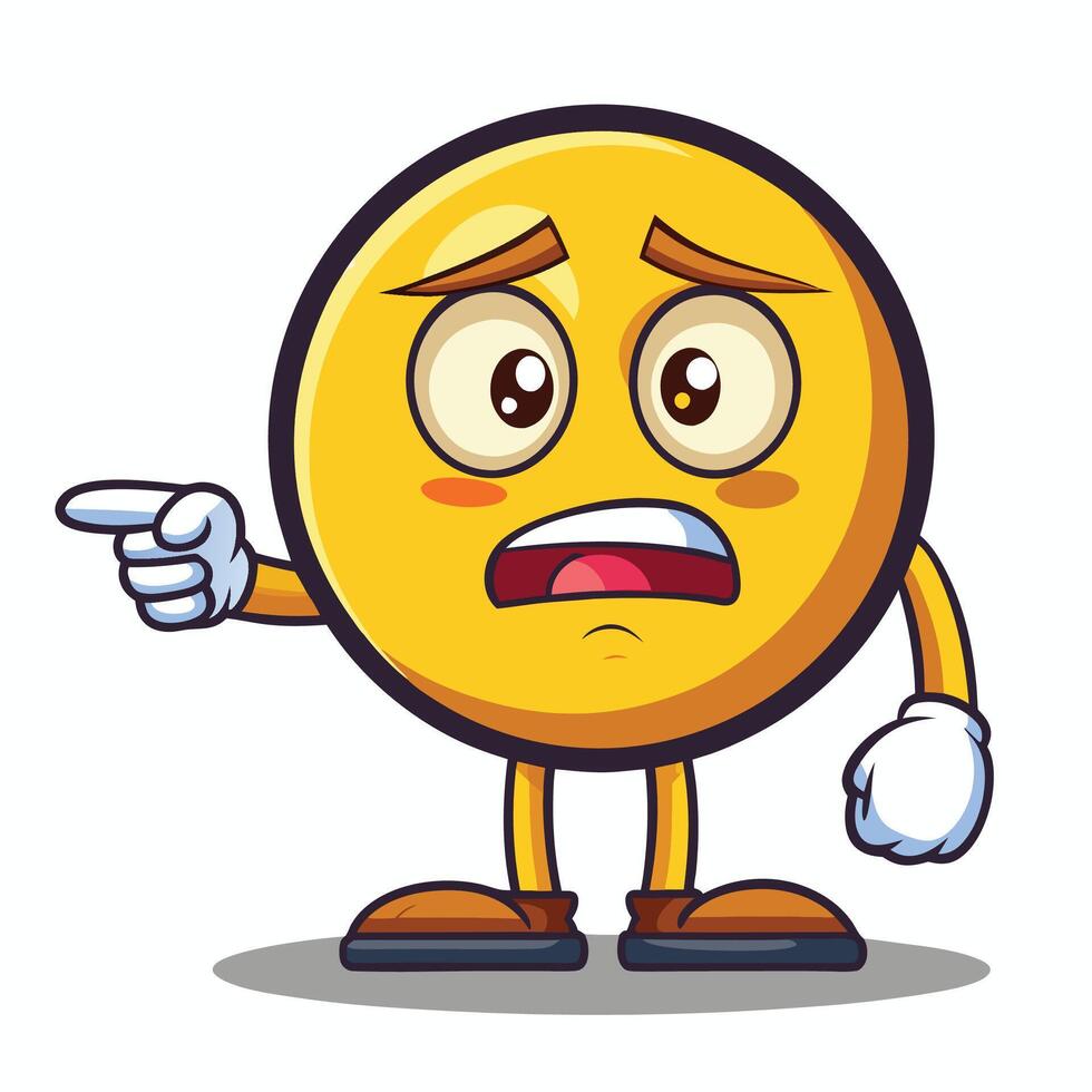 emoticon character with angry face pointing finger at something vector