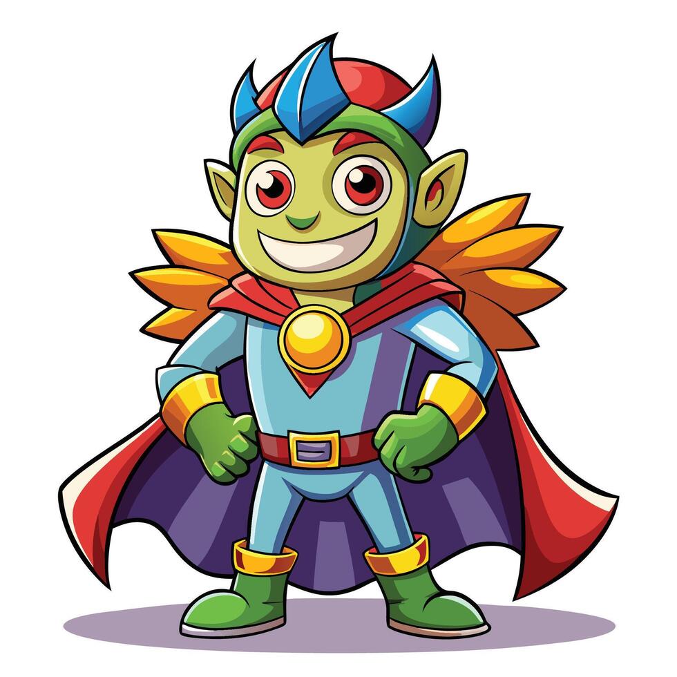 cartoon superhero with cape and wings vector