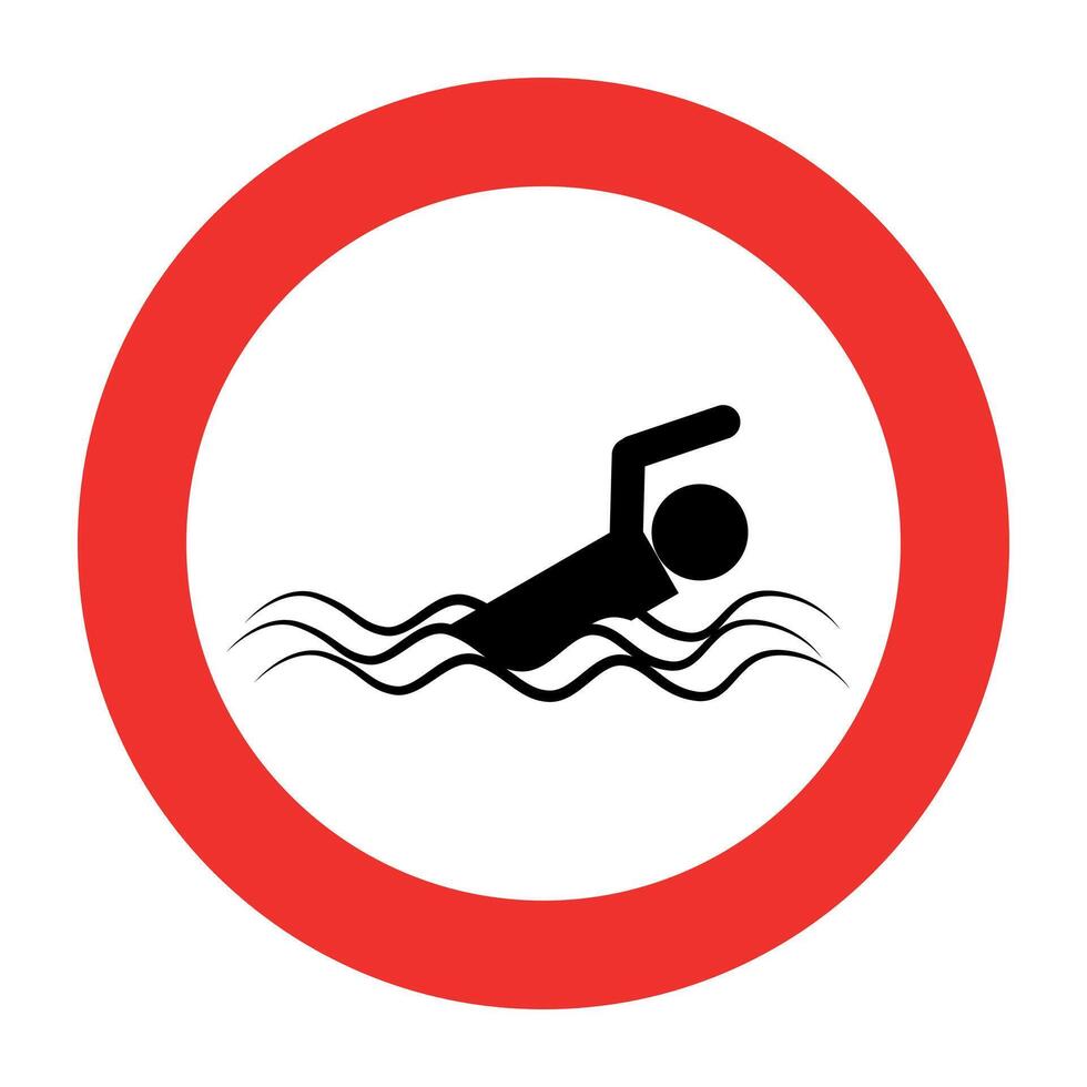 circular sign prohibiting bathing vector