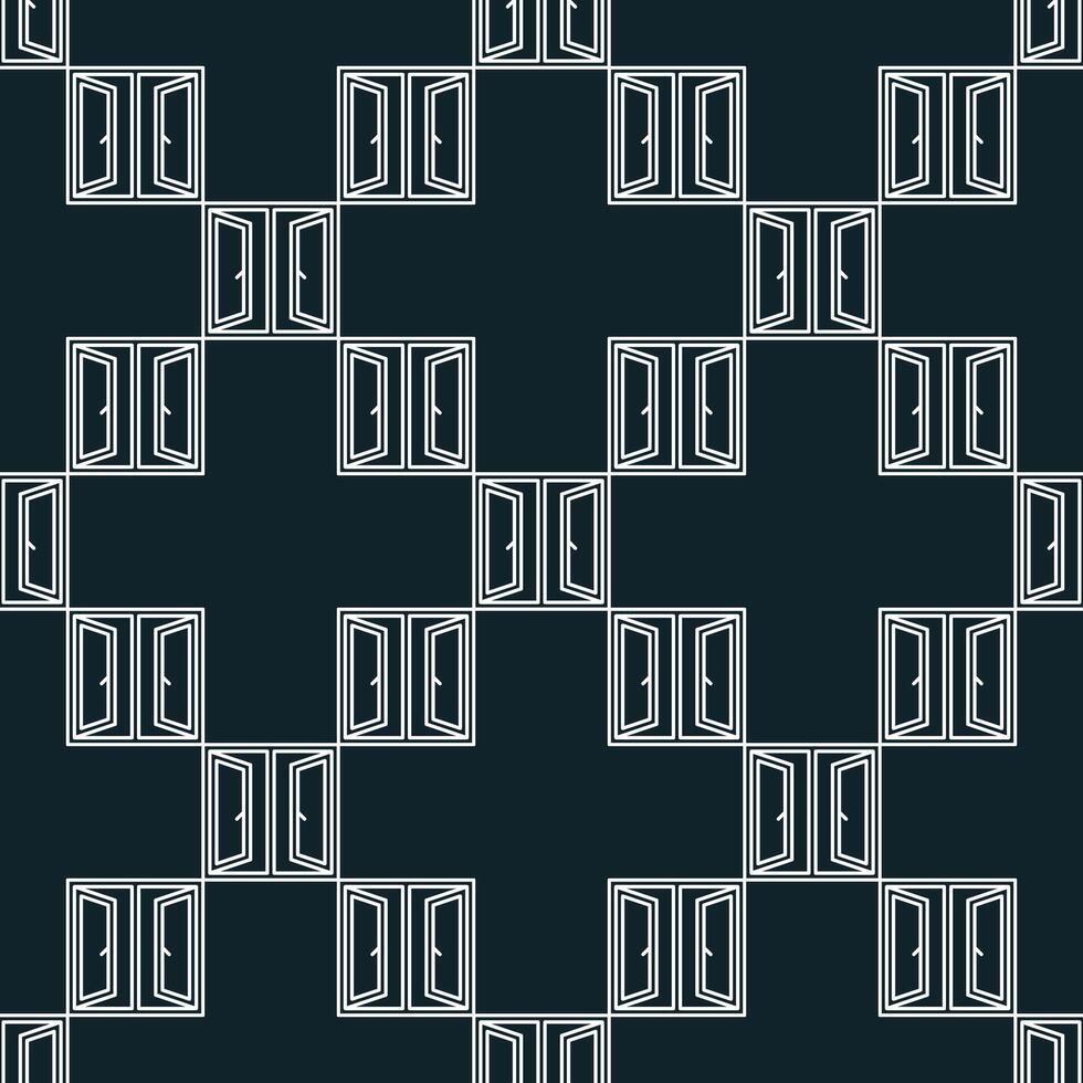 Opened Glass Window seamless pattern in thin line style vector