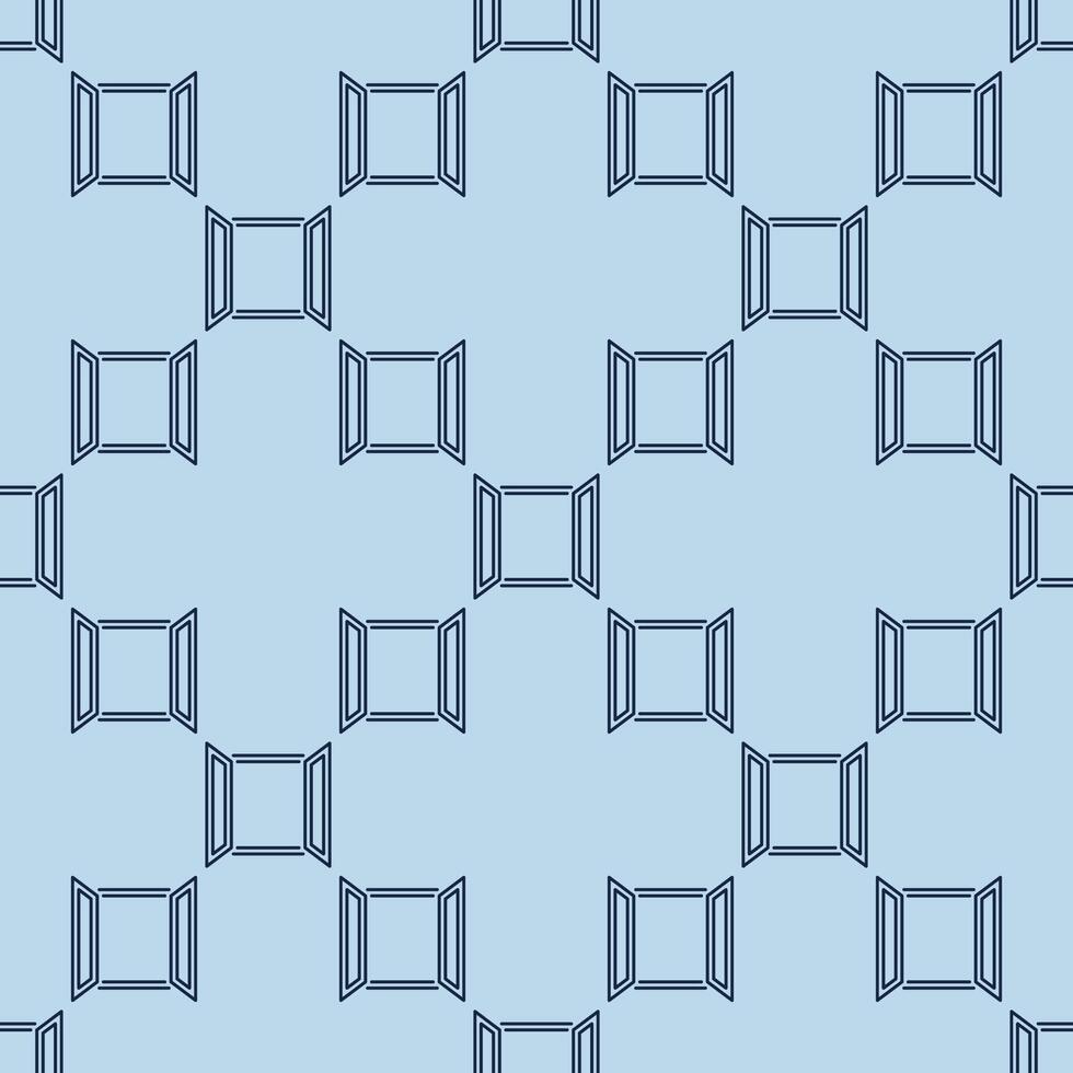 Wide Opened Glass Window seamless pattern in thin line style vector