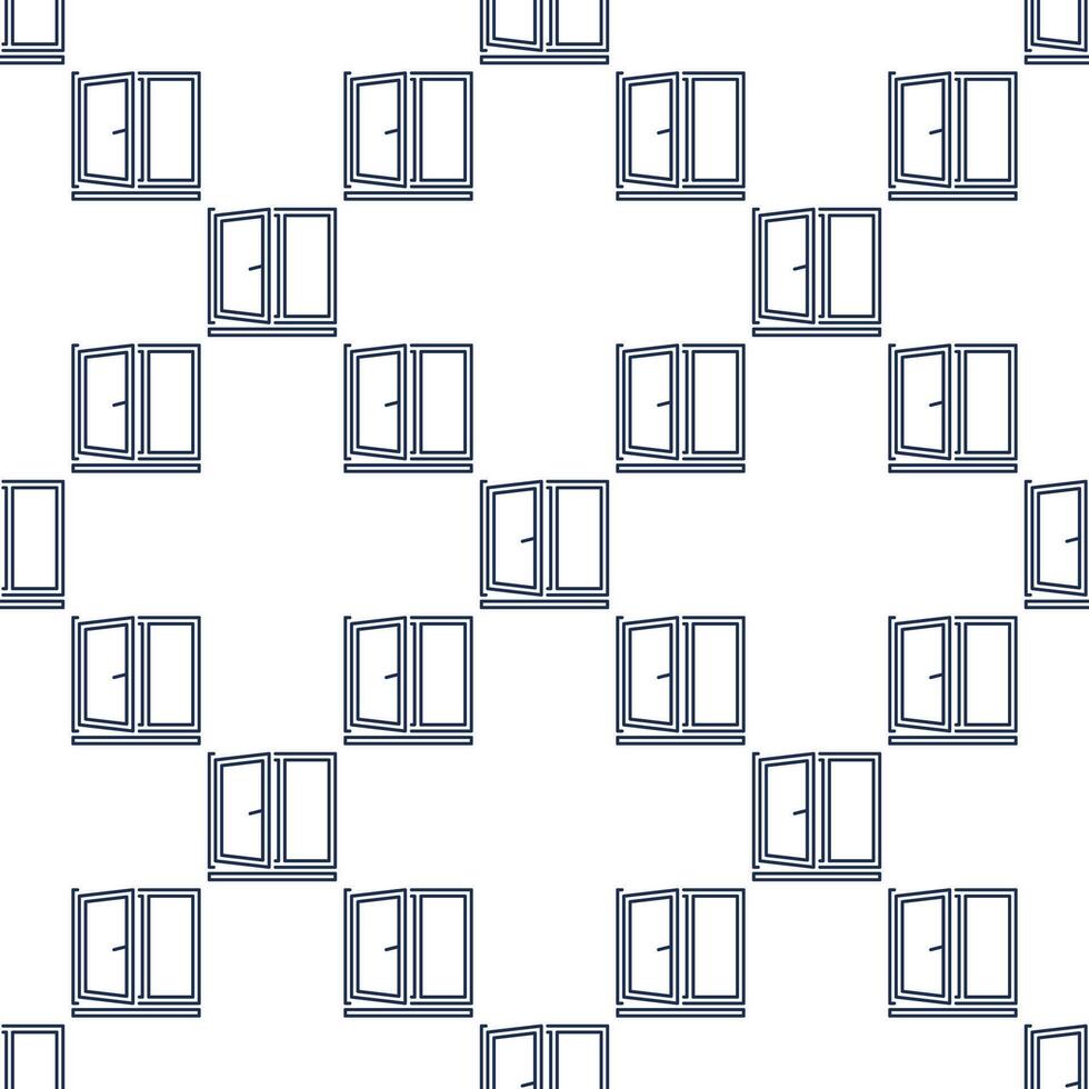 Opened Flat Window thin line seamless pattern vector