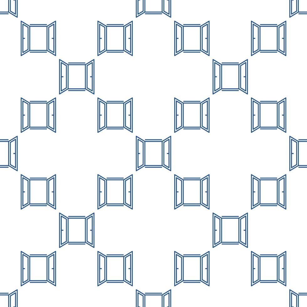 Opened Window simple seamless pattern in thin line style vector