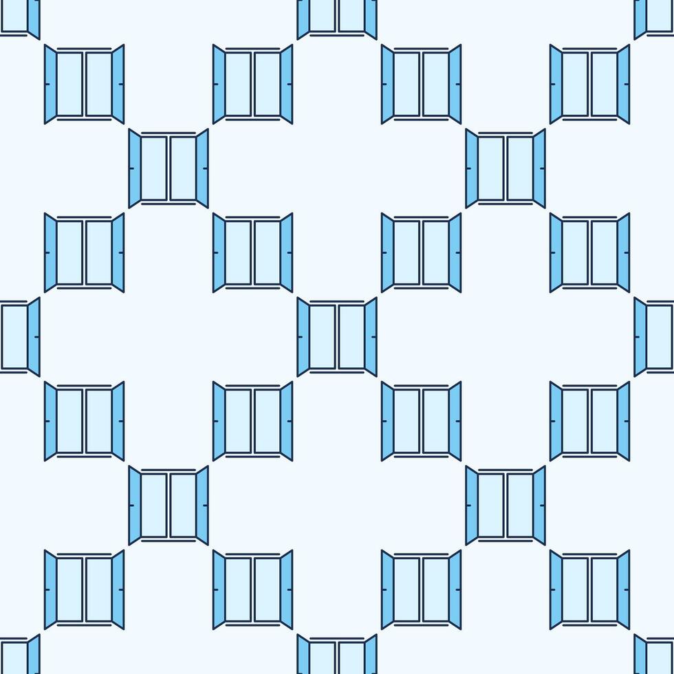 Wide Open Window Simple Clear Portal blue seamless pattern vector