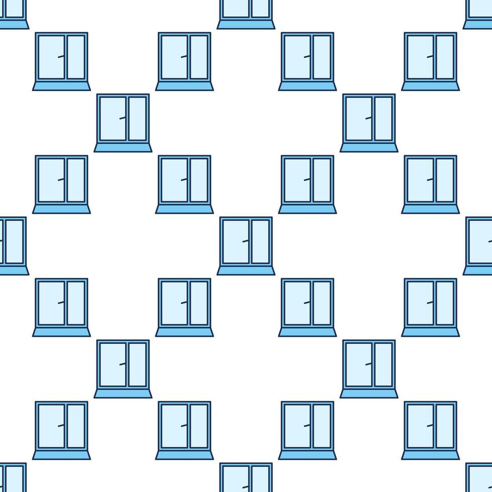 Opened Glass Frame Window blue seamless pattern vector