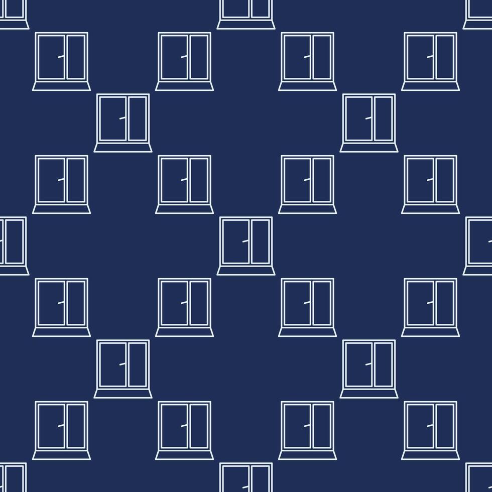 Opened Glass Frame Window seamless pattern in thin line style vector