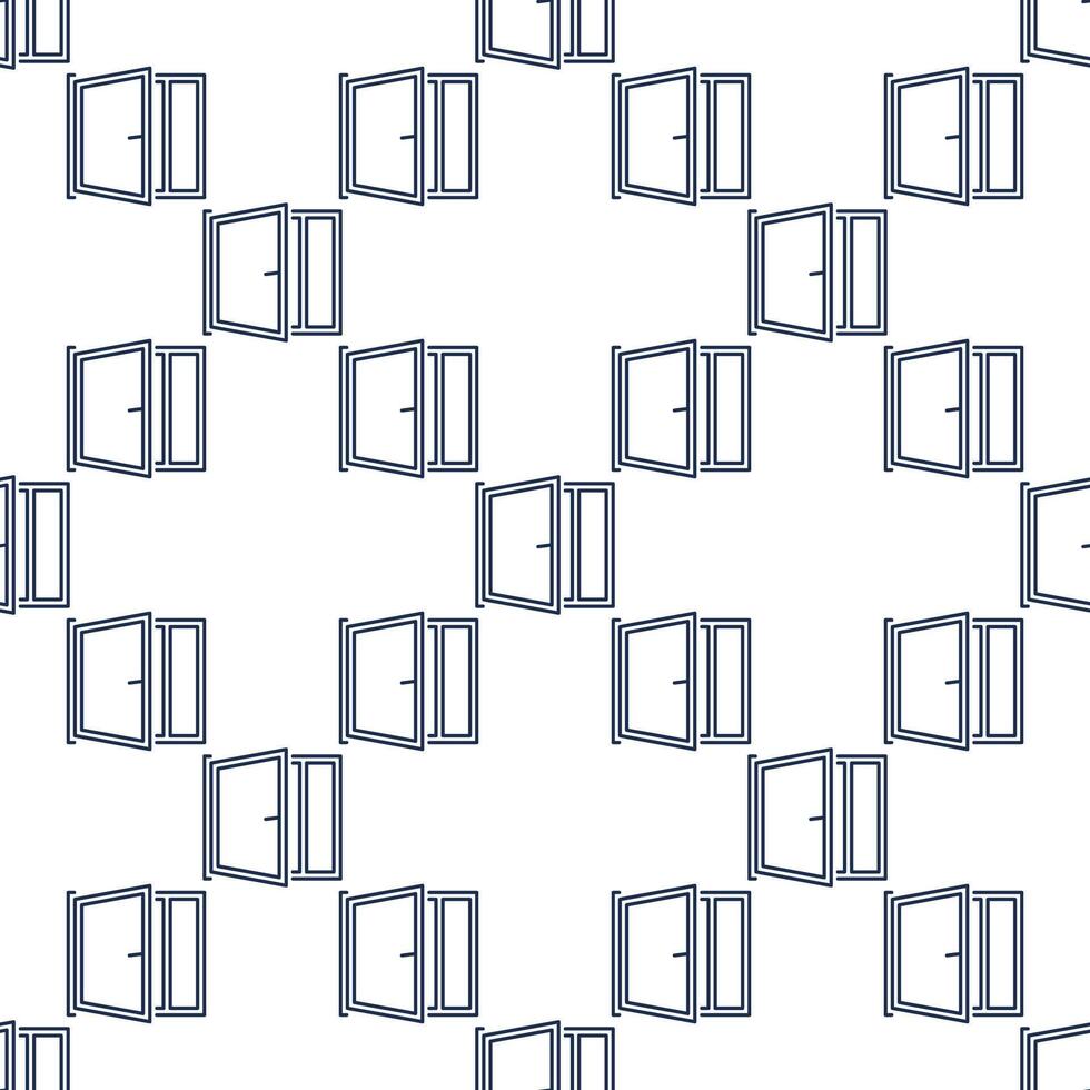 Clear House Window seamless pattern in outline style vector