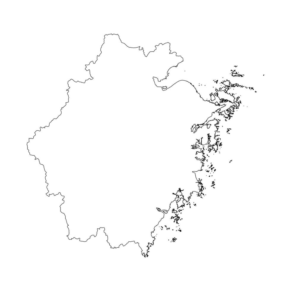 Zhejiang province, China blank outline map vector