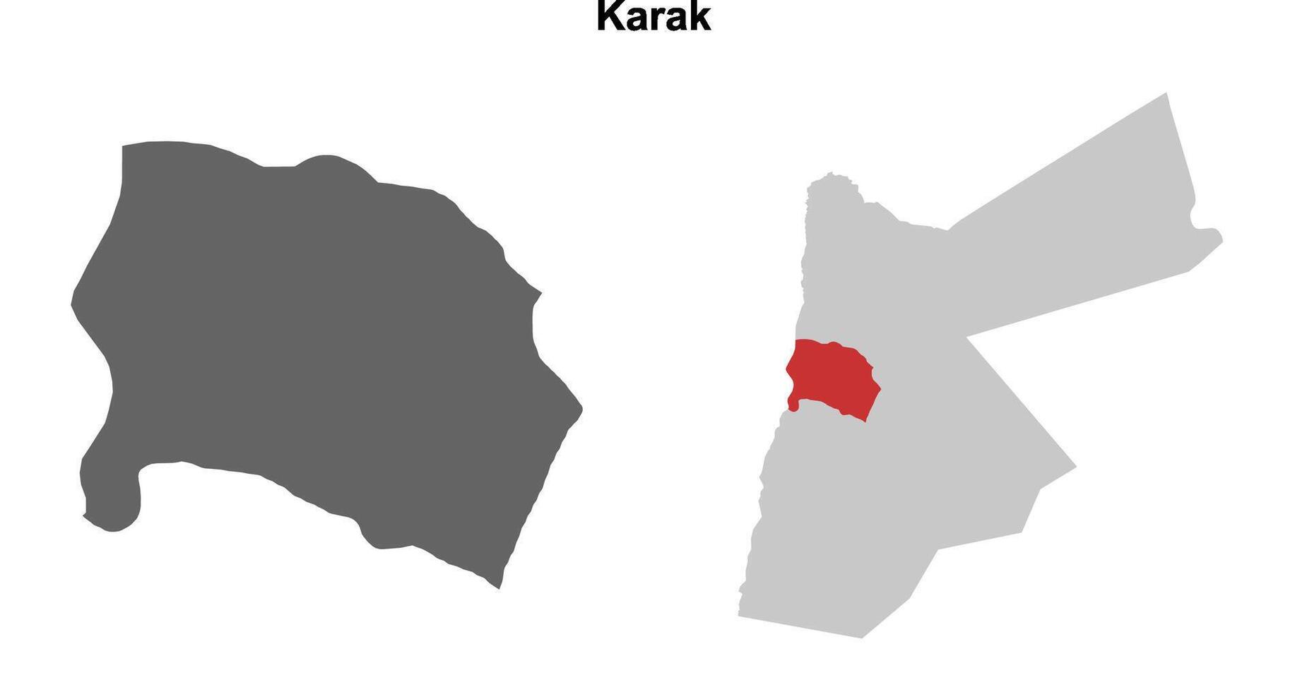 Karak governorate blank outline map set vector