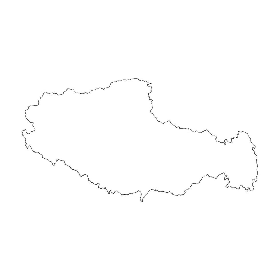 Tibet province, China blank outline map vector