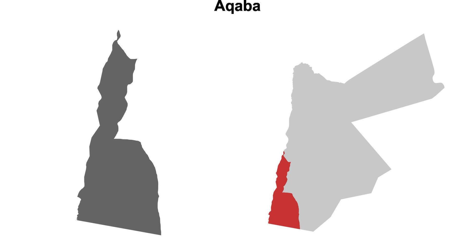 Aqaba governorate blank outline map set vector