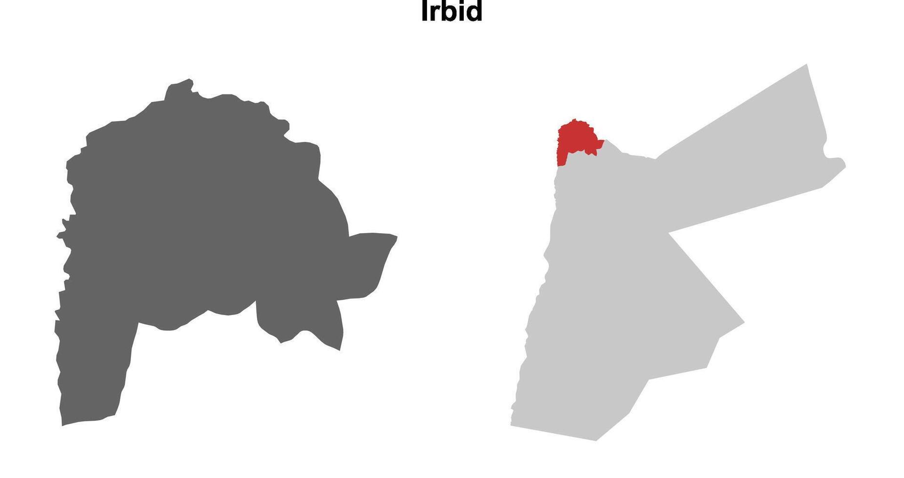 Irbid governorate blank outline map set vector