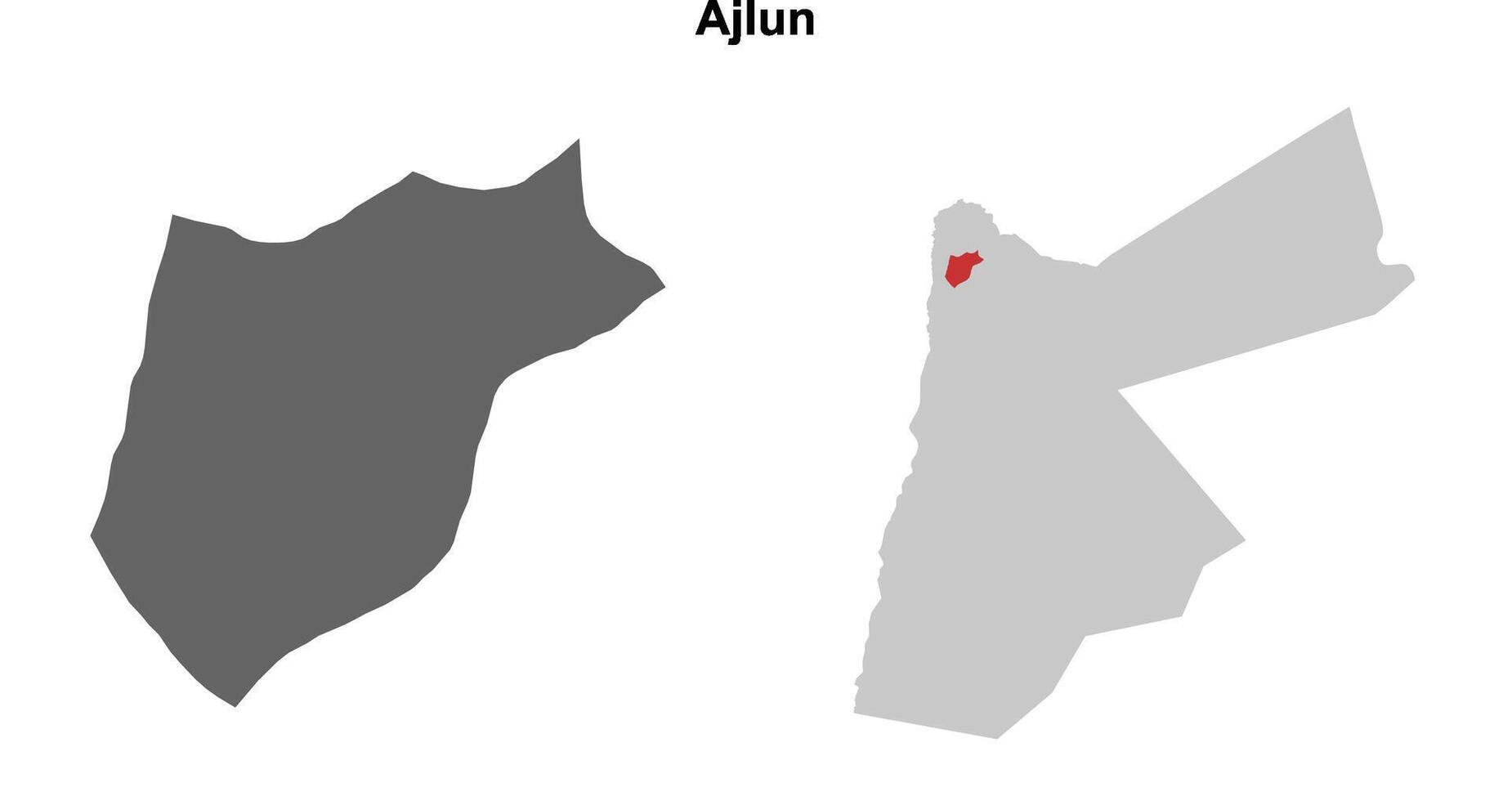 Ajlun governorate blank outline map set vector