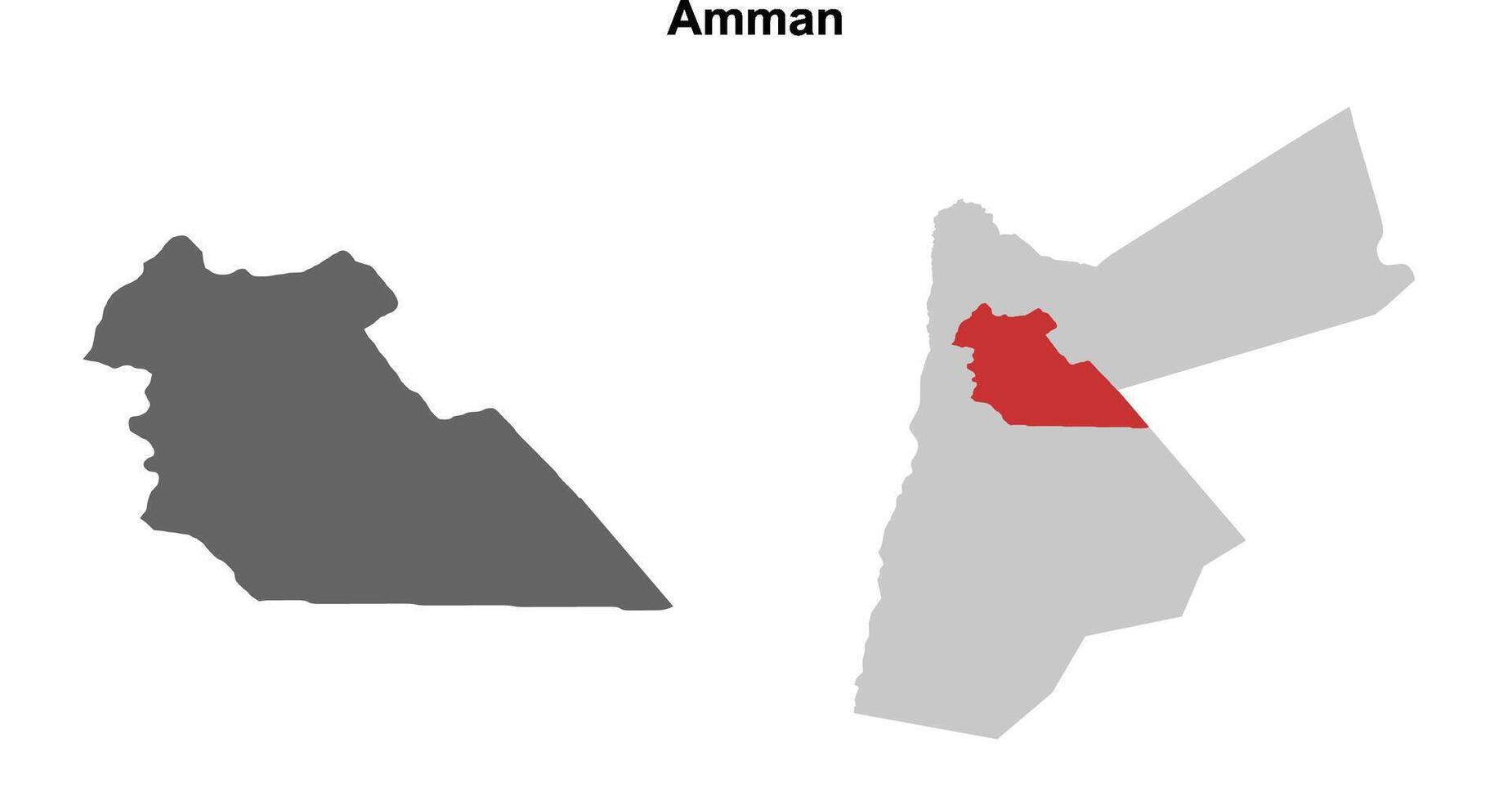 Amman governorate blank outline map set vector