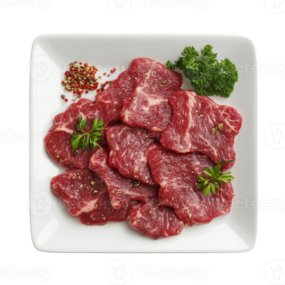 Raw Beef Steaks Seasoned with Herbs and Spices png