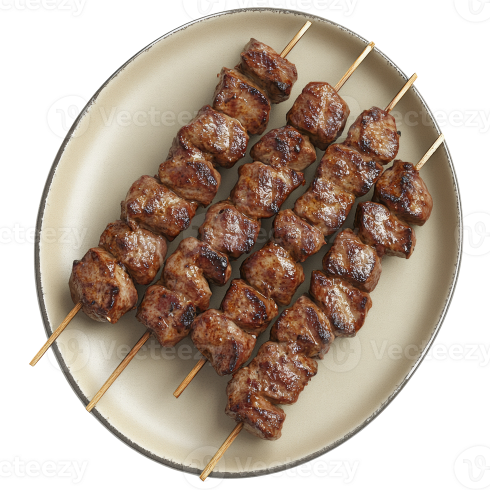 Grilled Beef Kebabs on a Plate png