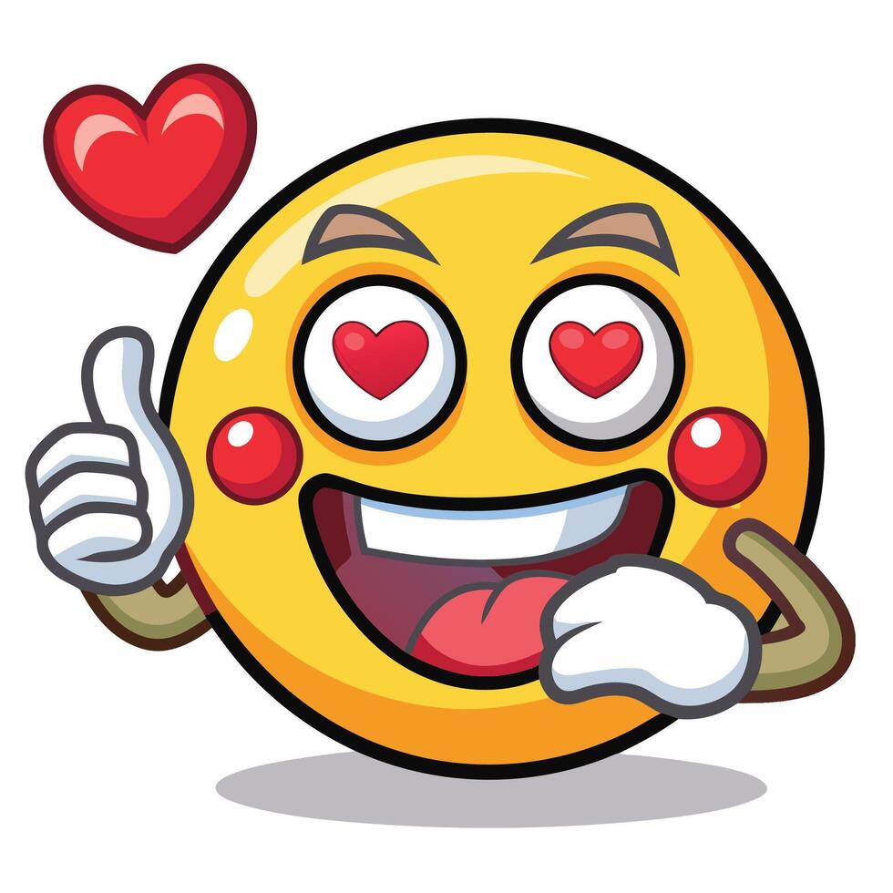 emoticon with heart illustration vector