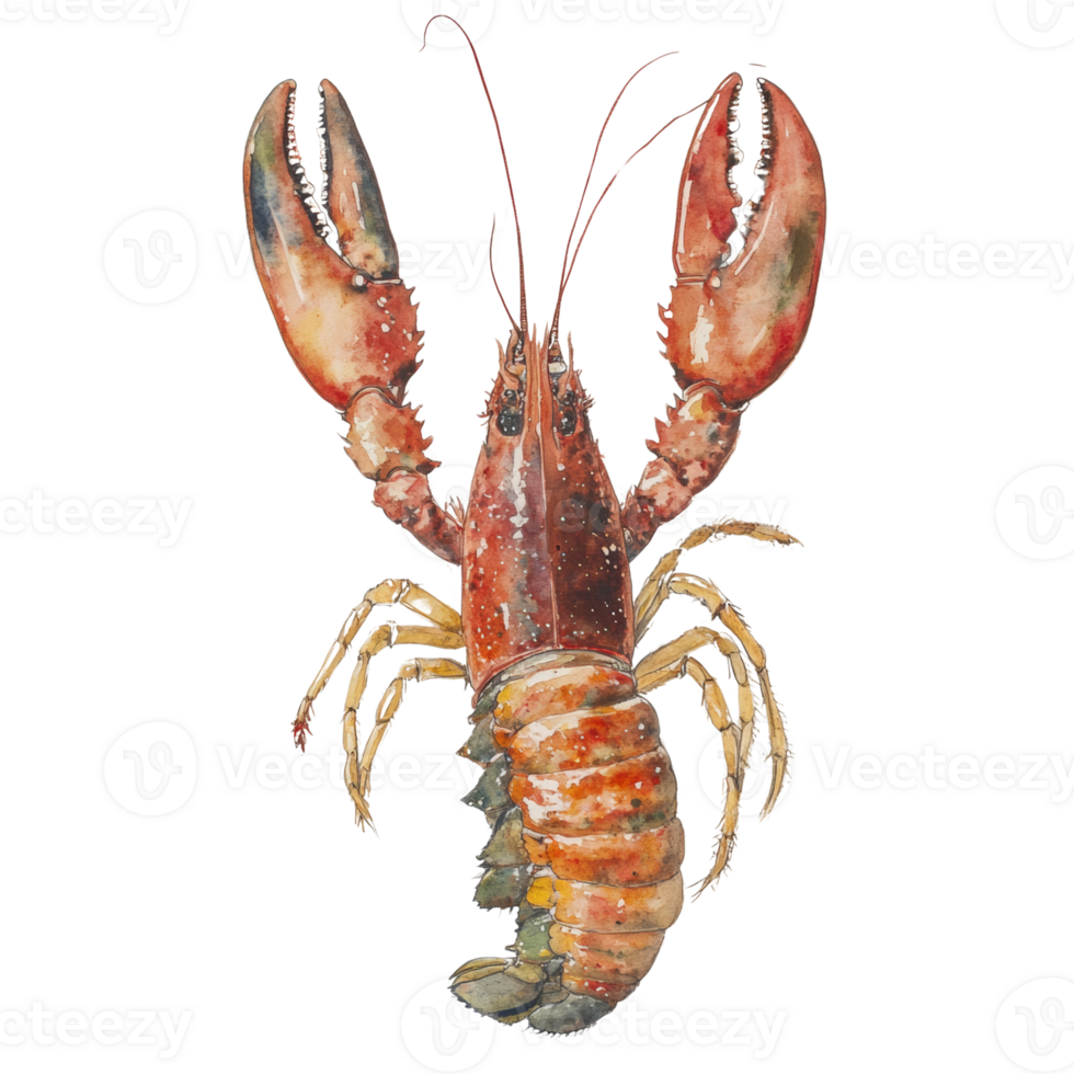 Detailed Watercolor Painting of a Lobster png