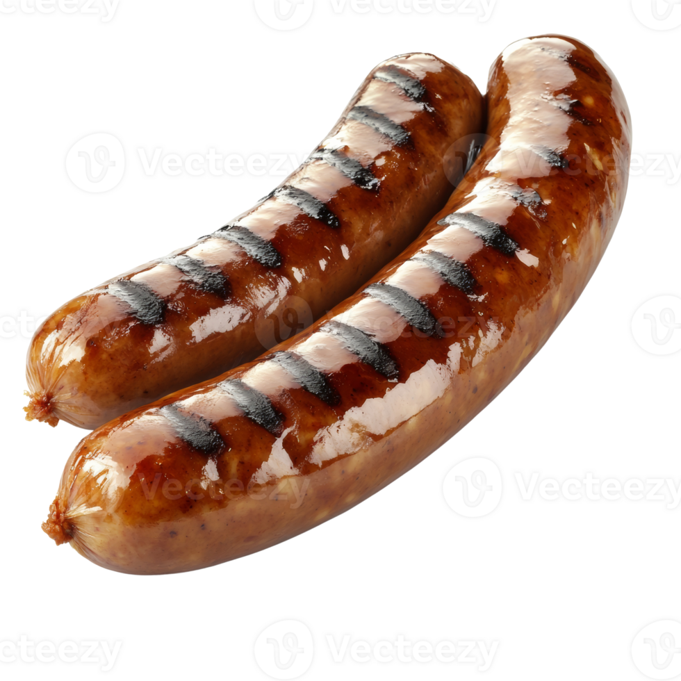 Two Grilled Sausages on White Background png