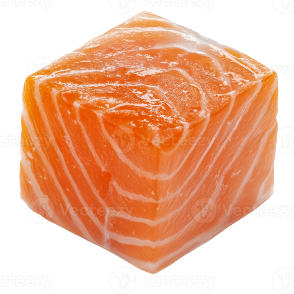 A Cube Of Fresh Raw Salmon Ready To Cook png