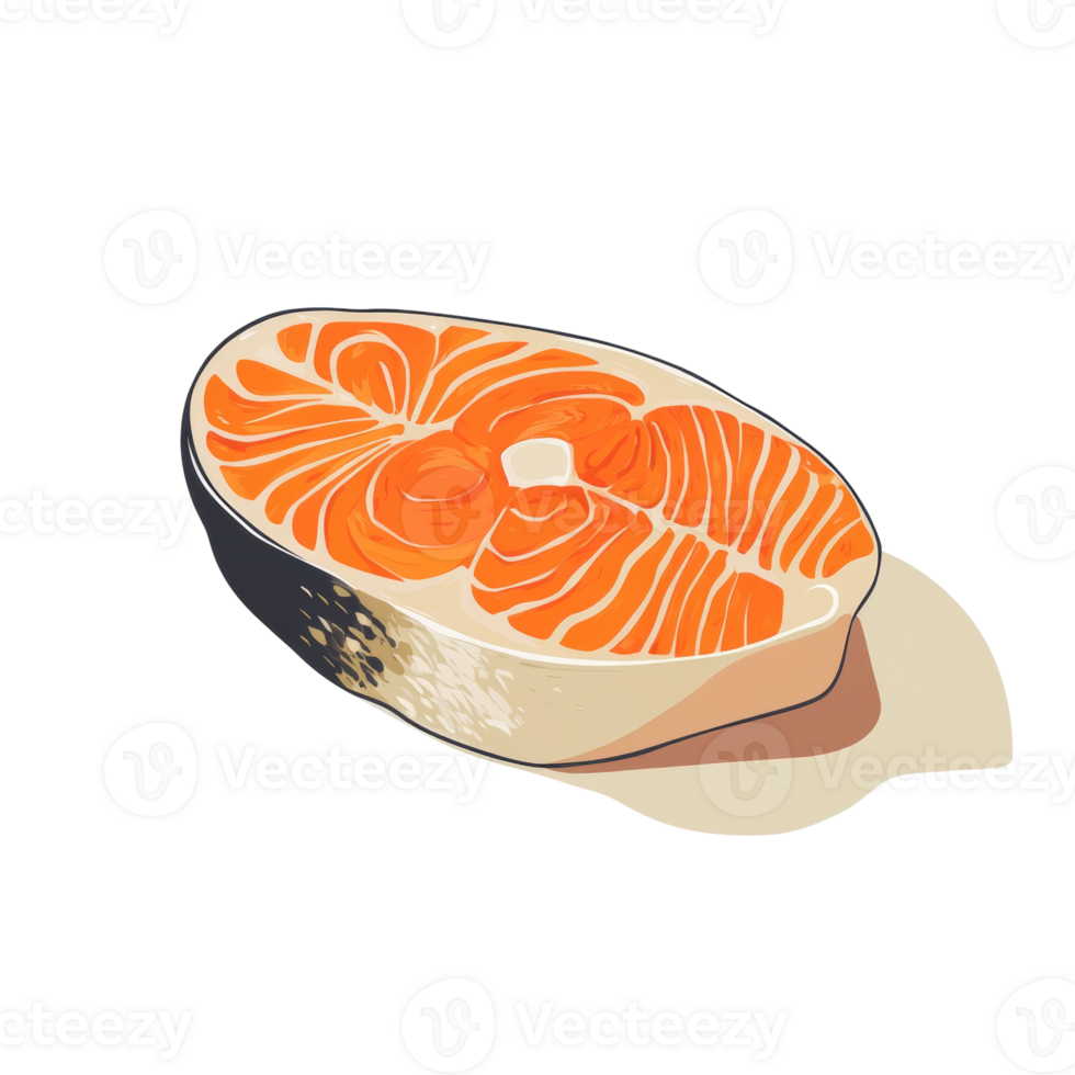 A single salmon fillet illustration showing detail png