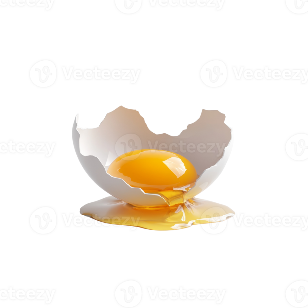 A single yolk rests in a cracked eggshell png