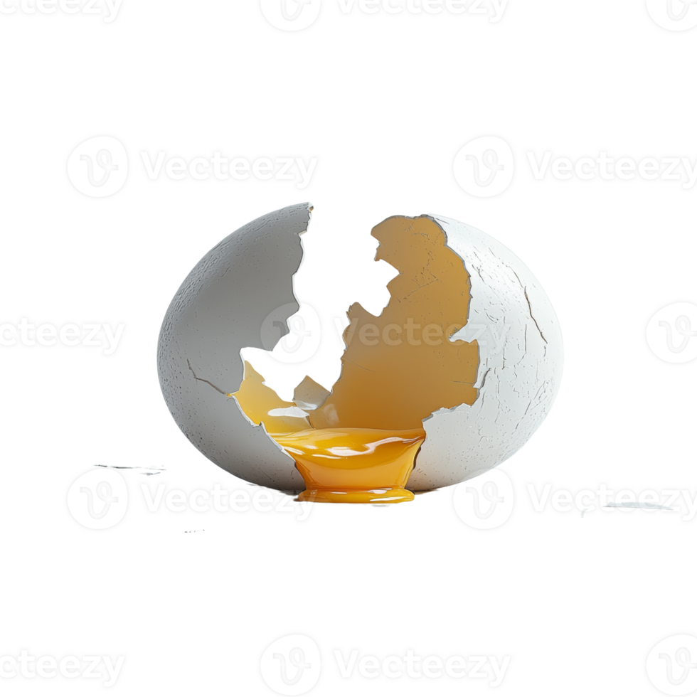 Broken Eggshell with Flowing Yolk Minimalist Still Life png