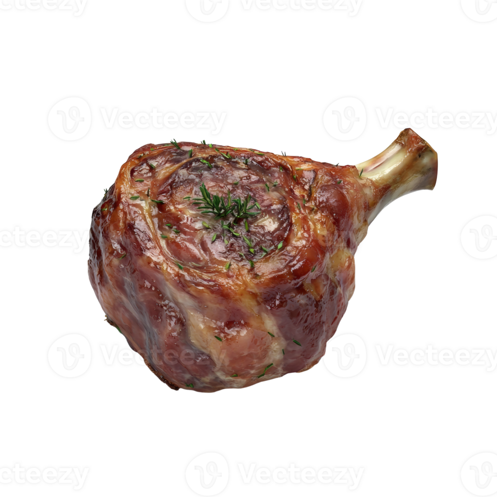 Roasted Pork Shank Herb Garnish Delicious Food png