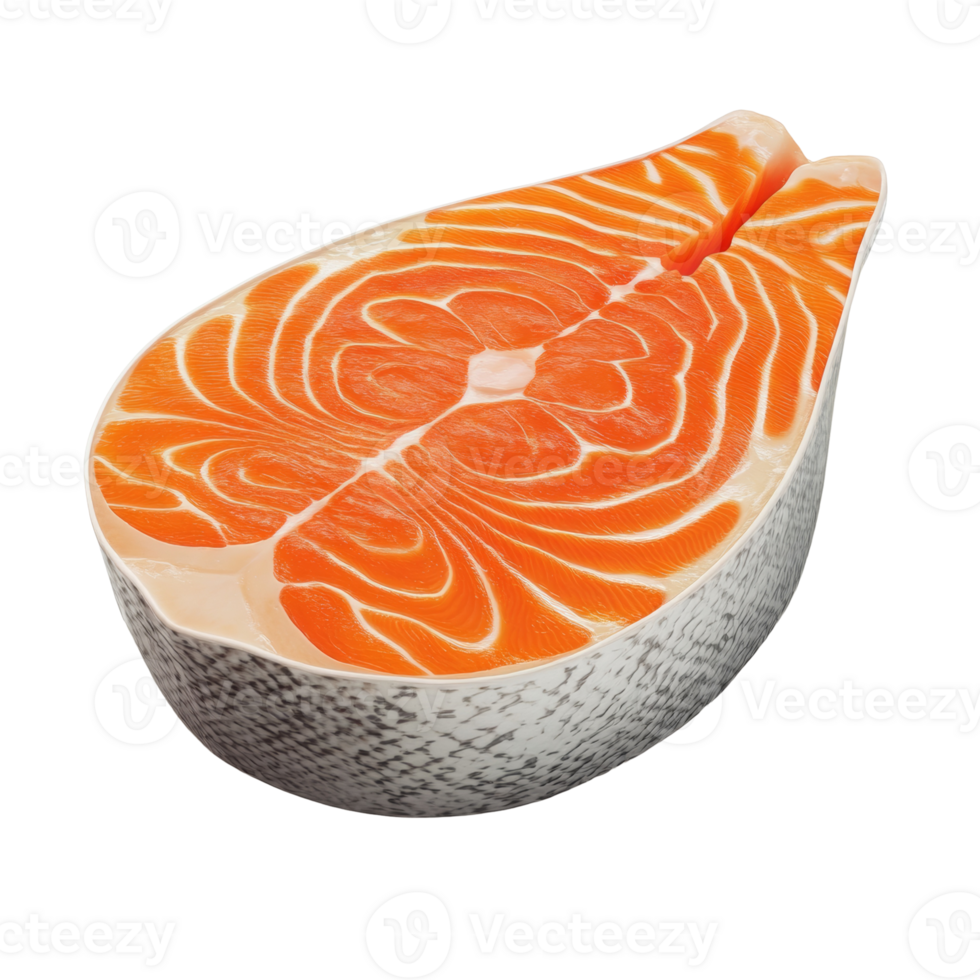 A Single Raw Salmon Steak Ready For Cooking png