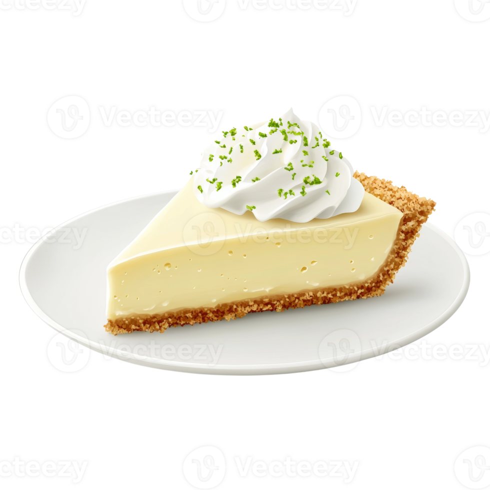 Key Lime Pie Slice With Whipped Cream Topping png