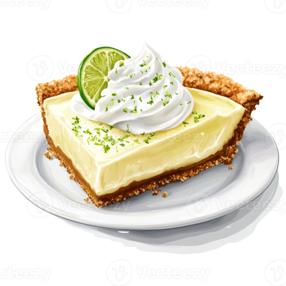 Delicious Key Lime Pie Slice with Whipped Cream png