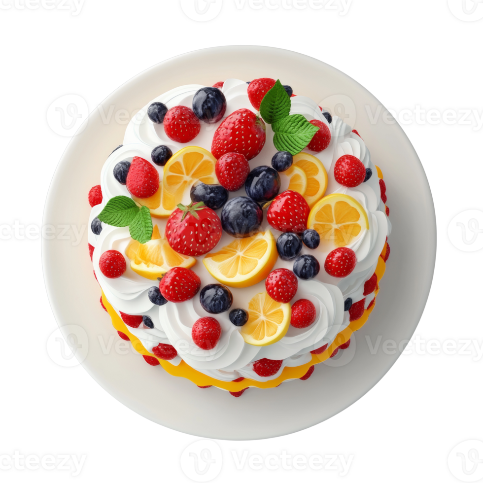Delicious Fruit Cake Topped With Whipped Cream png